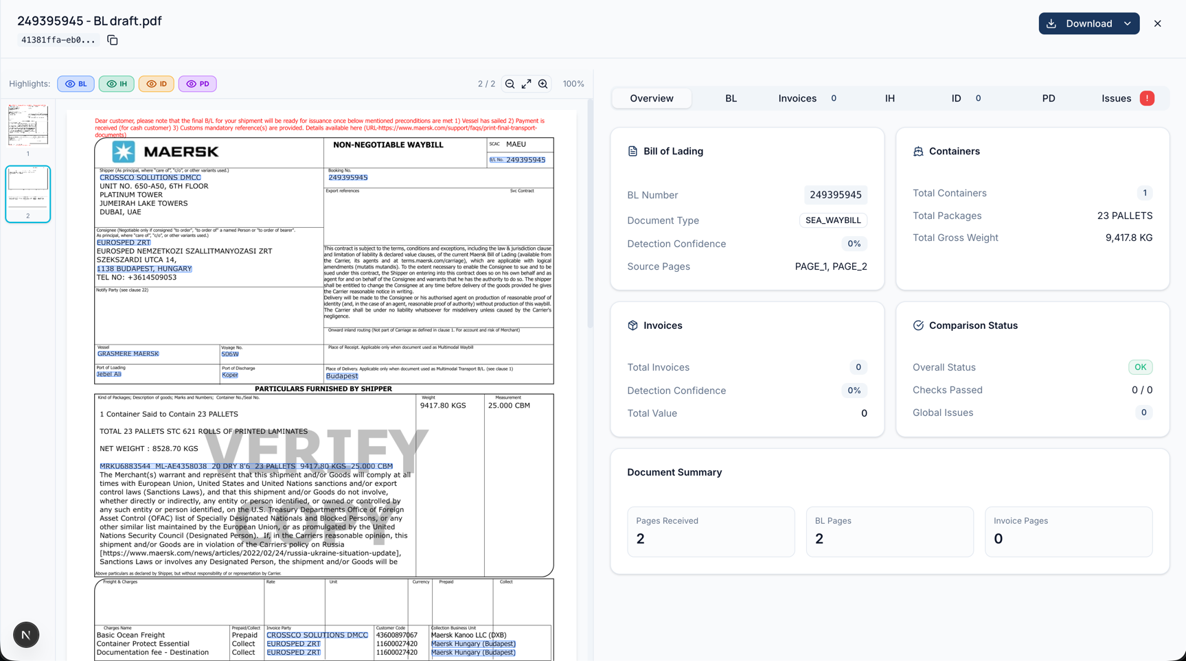 FrieghtDocs AI product interface